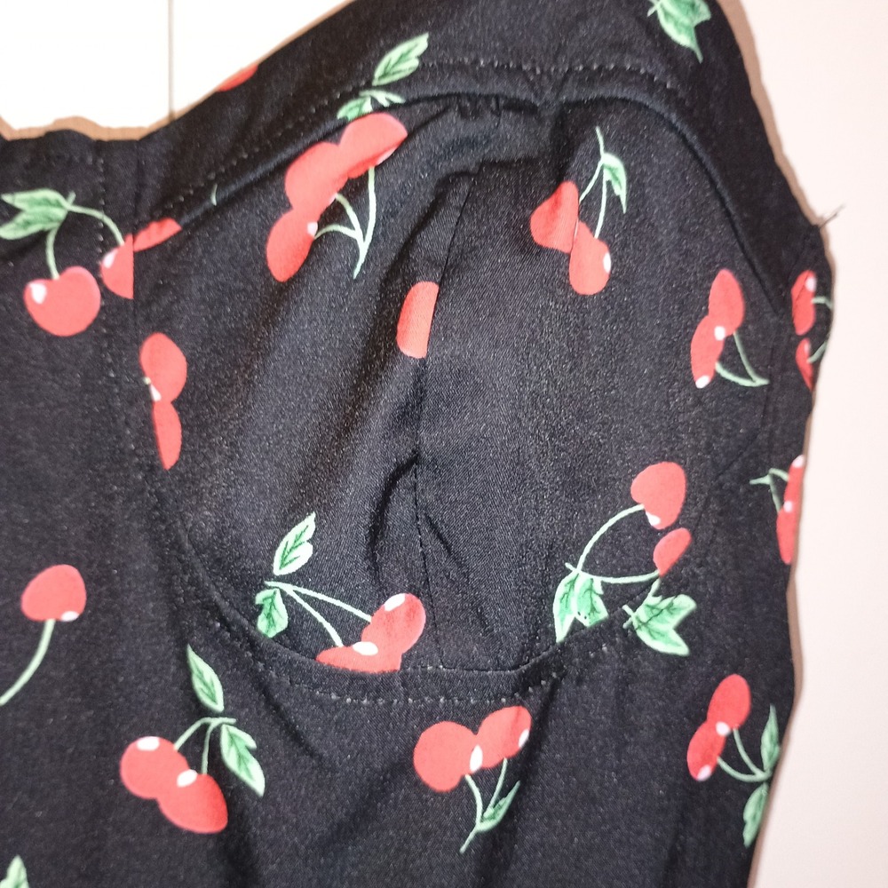 Cherry Print Dress Tie Strap Fit & Flare Mini Sundress‎ Summer Sweetheart - Picture 8 of 12